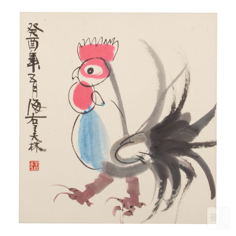 韓美林（生於1936年） 公鷄 設色紙本 立軸 一九九三年作 | HAN MEILIN (B. 1936)